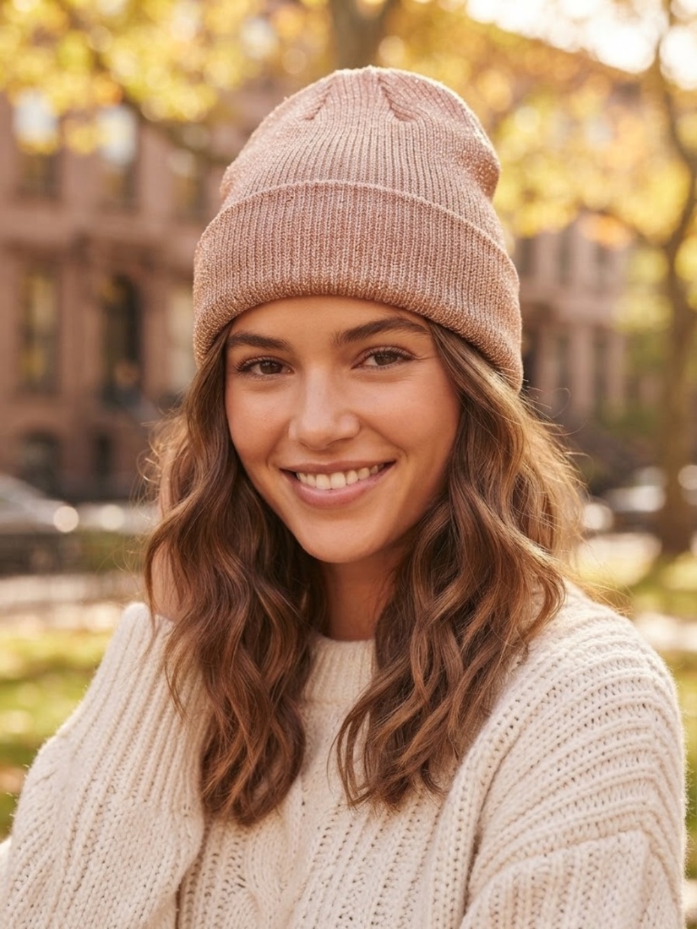 Metallic Rose-Gold Beanie